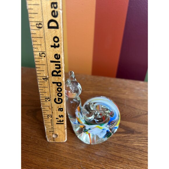 Vintage art glass paperweight snail figurine glass multicoloured - Picture 4 of 5
